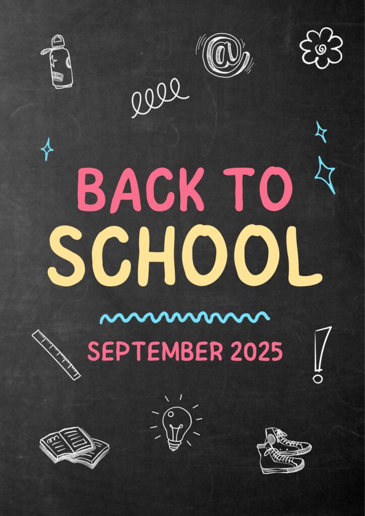 Back to school chalkboard and drawings poster